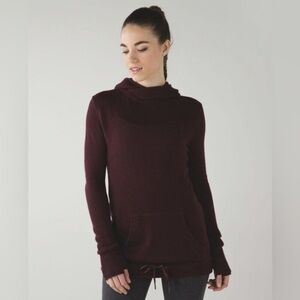Lululemon Sweet Savasana Pullover Knit Hoodie Sweater sz 4 Heathered Bordeaux
